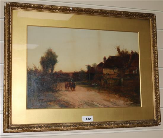 Henry Charles Fox, watercolour, horses passing an inn, signed, 36 x 53cm